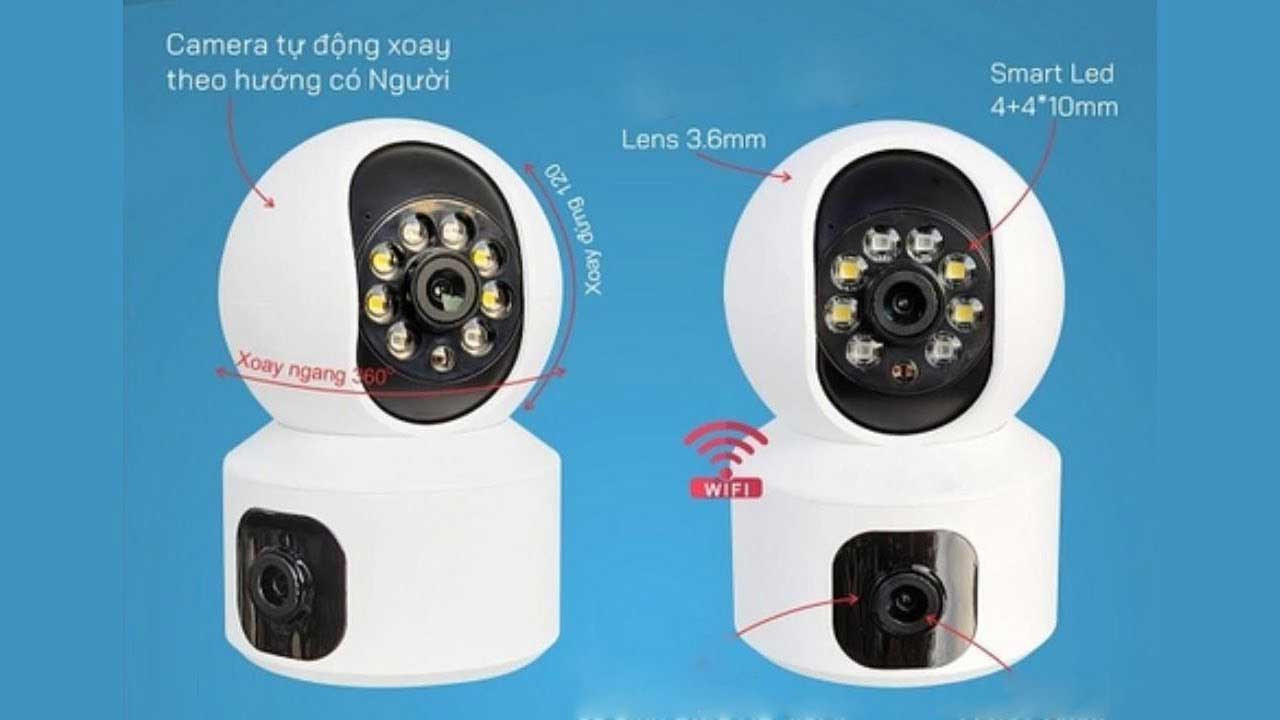 Camera Yoosee Trong Nhà 2 Mắt 5 0MP Xoay 360