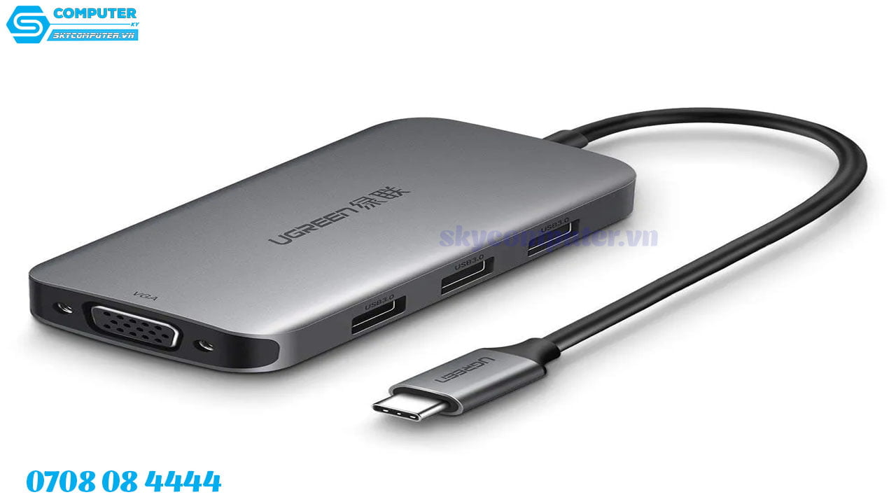 adapter-usb-c-to-vga-3-usb-3-0-ho-tro-sac-pd-ugreen-502103