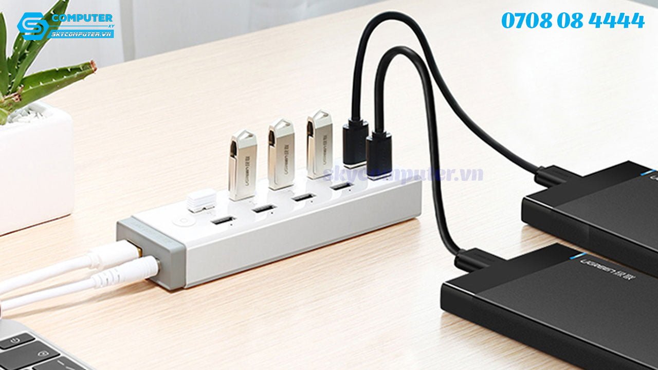 bo-chia-usb-3-0-10-cong-ho-tro-nguon-ngoai-12v-ugreen-20297