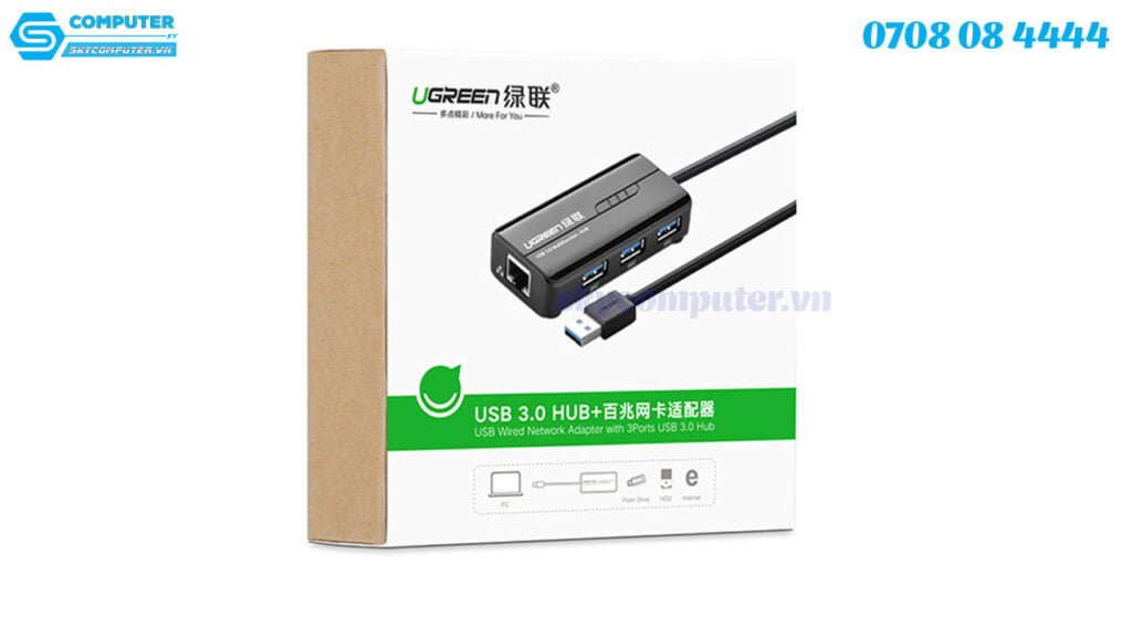 Cáp chia USB 3.0 3Port Ugreen 20265 SkyComputer