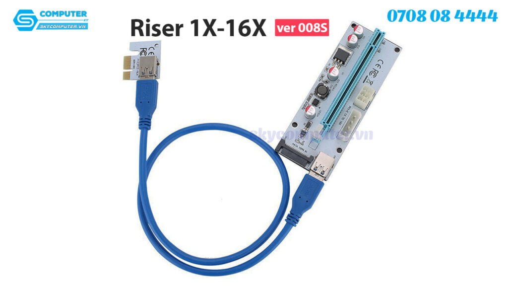 Cáp Riser chuyển đổi PCI-E 1X sang 16X Ver008s | Sky Computer